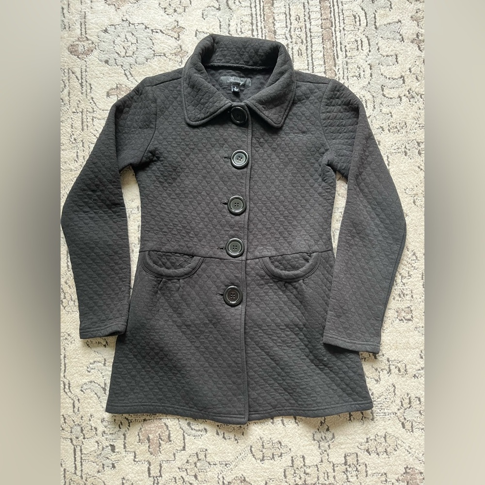 Runway Black Quilted Button Front Cotton Jacket Size S